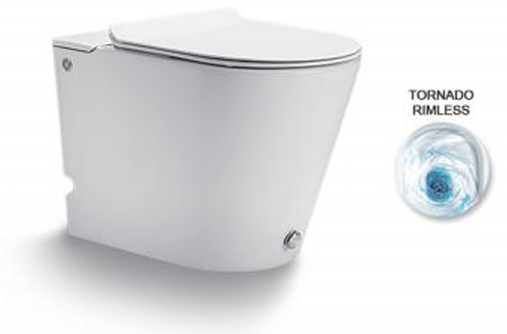 Приставной унитаз безободковый Gelmel серия Kadi А-380А Glossy White с импульсным смывом (TORNADO)