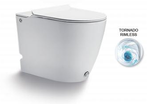 Приставной унитаз безободковый Gelmel серия Kadi А-376А Glossy White с импульсным смывом (TORNADO)