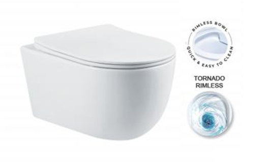 Подвесной унитаз безободковый Gelmel серия Kadi B-2211-5 Glossy White (TORNADO)