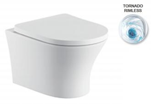 Подвесной унитаз безободковый Gelmel серия Kadi B-2372 Glossy White (TORNADO)