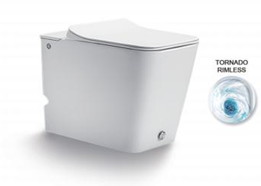 Приставной унитаз безободковый Gelmel серия Kadi А-370А Glossy White с импульсным смывом (TORNADO)