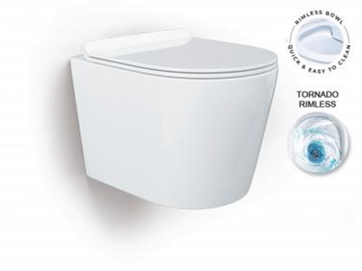 Подвесной унитаз безободковый Gelmel серия Kadi B-2303-5 Glossy White (TORNADO)