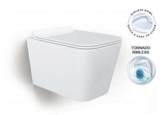 Подвесной унитаз безободковый Gelmel серия Kadi B-2370 MINI- Glossy White (TORNADO)