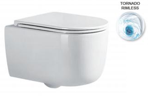 Подвесной унитаз безободковый Gelmel серия Kadi B-2366 Glossy White (TORNADO)
