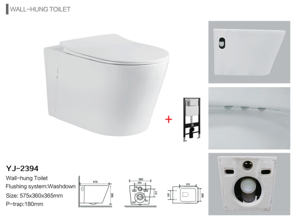 Настенный унитаз Gelmel YJ-2394 с инсталяцией M6601-A с сиденьем микролифт