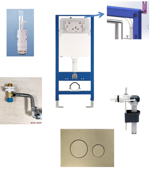 Инсталляция для подвесных унитазов Gelmel N5112＋N5108-004-03 (Brushed Gold) 