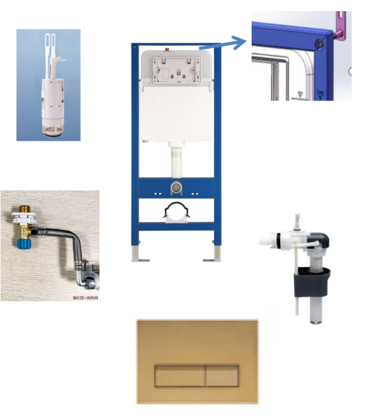 Инсталляция для подвесных унитазов Gelmel N5112＋N5108-004-07 (Brushed Gold) 